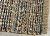 2? x 3? Blue and Tan Braided Stripe Scatter Rug