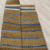 7? x 9? Tan and Blue Striped Area Rug