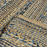 2? x 3? Blue and Tan Braided Stripe Scatter Rug