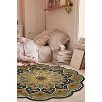 2? x 7? Charcoal Floral Medallion Runner Rug