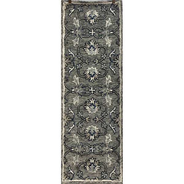 3? Round Gray Floral FIligree Area Rug