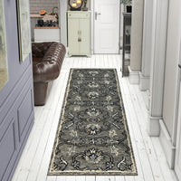 3? Round Gray Floral FIligree Area Rug