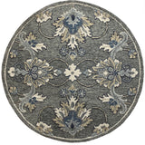 3? Round Gray Floral FIligree Area Rug