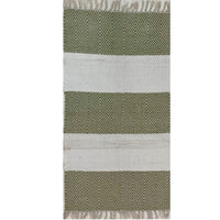 2? x 4? Green and White Chevron Striped Area Rug