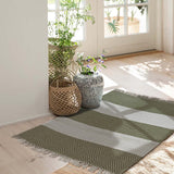 2? x 4? Green and White Chevron Striped Area Rug