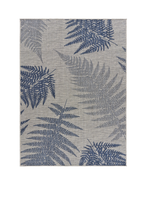 5? x 7? Navy Fern Leaves Indoor Outdoor Area Rug