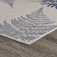 5? x 7? Navy Fern Leaves Indoor Outdoor Area Rug