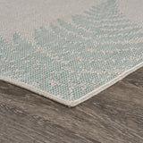 5? x 7? Teal Fern Leaves Indoor Outdoor Area Rug