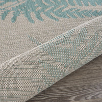 5? x 7? Teal Fern Leaves Indoor Outdoor Area Rug