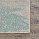 5? x 7? Teal Fern Leaves Indoor Outdoor Area Rug