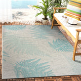 5? x 7? Teal Fern Leaves Indoor Outdoor Area Rug