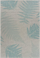 5? x 7? Teal Fern Leaves Indoor Outdoor Area Rug