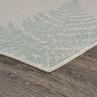 5? x 7? Teal Fern Leaves Indoor Outdoor Area Rug