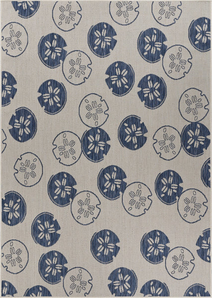 5? x 7? Navy Sand Dollars Indoor Outdoor Area Rug