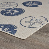 5? x 7? Navy Sand Dollars Indoor Outdoor Area Rug