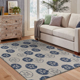 5? x 7? Navy Sand Dollars Indoor Outdoor Area Rug