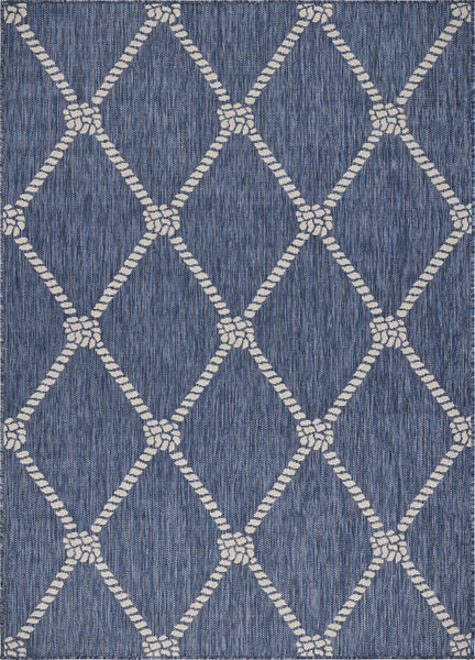 5? x 7? Navy Knot Indoor Outdoor Area Rug