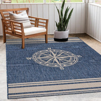 5? x 7? Navy Nautical Indoor Outdoor Area Rug