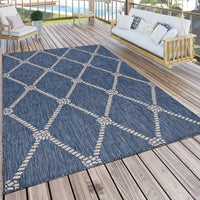 5? x 7? Navy Knot Indoor Outdoor Area Rug