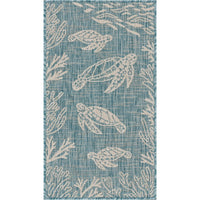 5? x 7? Teal Turtle Indoor Outdoor Area Rug