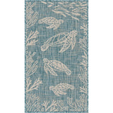 5? x 7? Teal Turtle Indoor Outdoor Area Rug