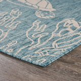 5? x 7? Teal Turtle Indoor Outdoor Area Rug