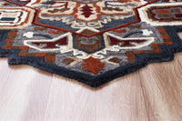 5? Maroon and Gray Medallion Area Rug