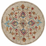 4? Round Beige Floral Medallion Area Rug