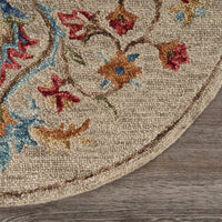 4? Round Beige Floral Medallion Area Rug