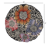 4? Round Red and Black Floral Area Rug