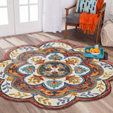 4? Round Red Layered Petals Area Rug