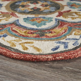 4? Round Red Layered Petals Area Rug