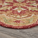 4? Round Rustic Red Scalloped Edge Area Rug