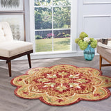 4? Round Rustic Red Scalloped Edge Area Rug