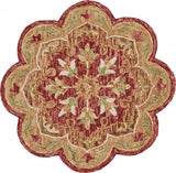 4? Round Rustic Red Scalloped Edge Area Rug