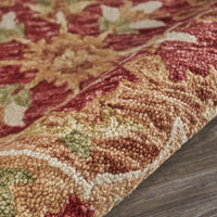 4? Round Rustic Red Scalloped Edge Area Rug