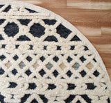 4? Round Blue and Cream Decorative Area Rug