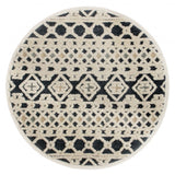 4? Round Blue and Cream Decorative Area Rug