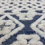 4? Round Blue and Cream Decorative Area Rug