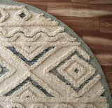 6? Round Cream Modern Geometric Area Rug