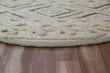 6? Round Cream Modern Geometric Area Rug