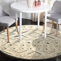 6? Round Cream Modern Geometric Area Rug