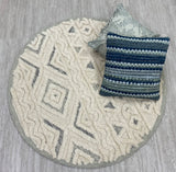 6? Round Cream Modern Geometric Area Rug