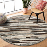 4? Round Brown and Gray Camouflage Area Rug