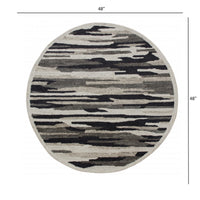 4? Round Black and Gray Camouflage Area Rug