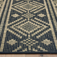 5? x 8? Black Geometric Indoor Outdoor Area Rug