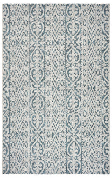 5? x 8? Blue Geometric Indoor Outdoor Area Rug