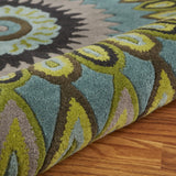 3? Round Green Peacock Feather Area Rug