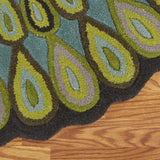 3? Round Green Peacock Feather Area Rug