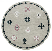 7? Round Gray Decorative Charm Area Rug